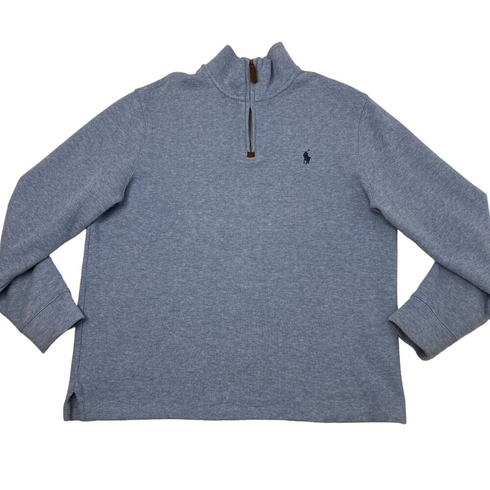 Polo Ralph Lauren 1/4 Zip Pullover Sweater Mens Large Light Blue Golf Preppy